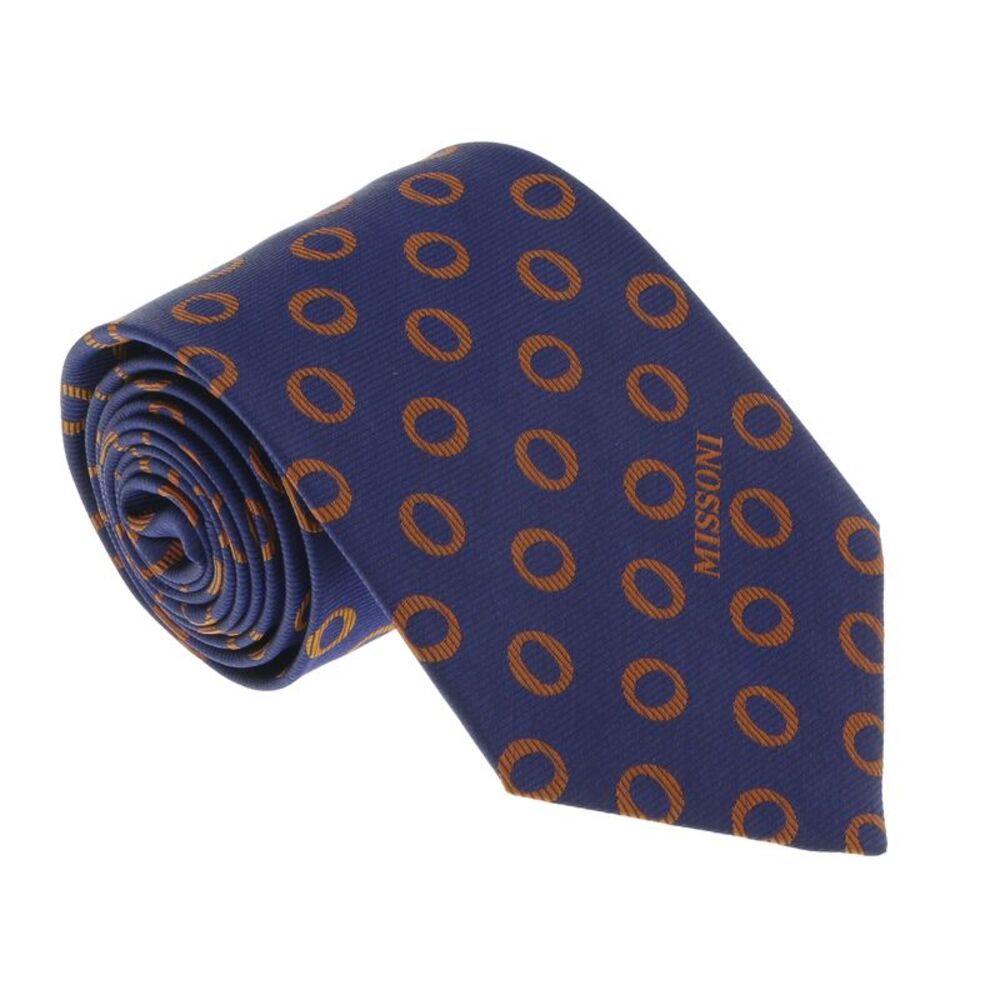 Missoni U5637 Navy/Gold Geometric 100% Silk Tie